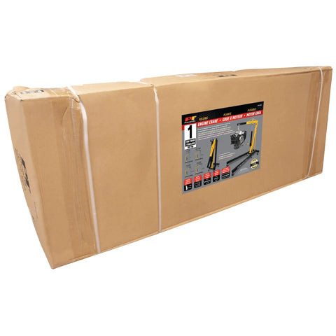 Heavy Duty Rolling Boom Engine Hoist With Two Thousand Pounds Capacity Fold Up Legs packaging box view for easy shipping.