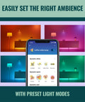 Motion Activated Color LED Light Bulb With WiFi Connectivity, Voice Or App Control, E26 Smart Socket, SpaceSense Motion Activation, 16 Million Colors, Matter Compatible, 120W PAR38, 1 Pack app showing preset light modes
