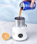 Keep Your Daily Drip Just Right With Smart Temp Control Dual Action Car Cup Warmer Cooler pouring drink into metal cup.