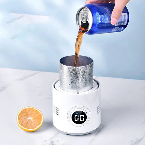 Keep Your Daily Drip Just Right With Smart Temp Control Dual Action Car Cup Warmer Cooler pouring drink into metal cup.
