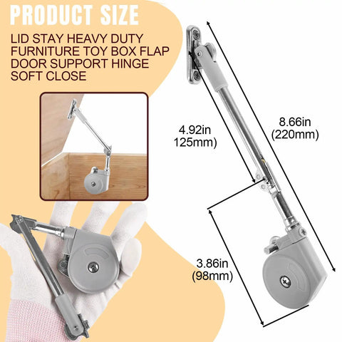 Soft Close Lid Stay Hinges For Upward Top Opening Flap Doors And Wooden Boxes 105 Degree Open With Slow Down Chest Hinges