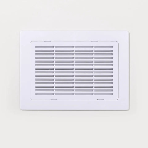 Durable Louvered Access Panel Frame Built Tough From Abs Plastic Six By Nine Inches In Crisp White covering air admittance valves flush mounted.