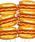7 Pack 28 Inch Hot Dog Balloons Foil Mylar Helium Balloons For BBQ Picnic Birthday Carnival Cookout Food Theme Party Decorations Durable Thickened Aluminum Foil Reusable Giant Food Themed Party Decor