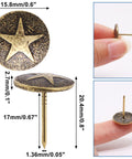 Top Shelf 100 Piece Star Bronze Furniture Tacks With Rust Proof Finish And Sleek Vintage Vibe For Straight Up Wood Repair And Sweet Upholstery Upcycling Work, showing measurements and design.