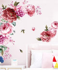 3D Peony Flower Wall Decals Peel And Stick Removable Wall Art for Kids Room Nurseries Classrooms Living Room Bedroom Home Decor Mural Set Easy Peel And Stick Design Vibrant Pink Petals For Fresh Cozy Interiors