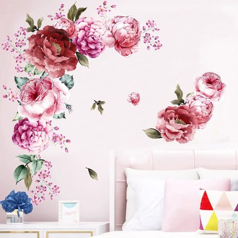 3D Peony Flower Wall Decals Peel And Stick Removable Wall Art for Kids Room Nurseries Classrooms Living Room Bedroom Home Decor Mural Set Easy Peel And Stick Design Vibrant Pink Petals For Fresh Cozy Interiors
