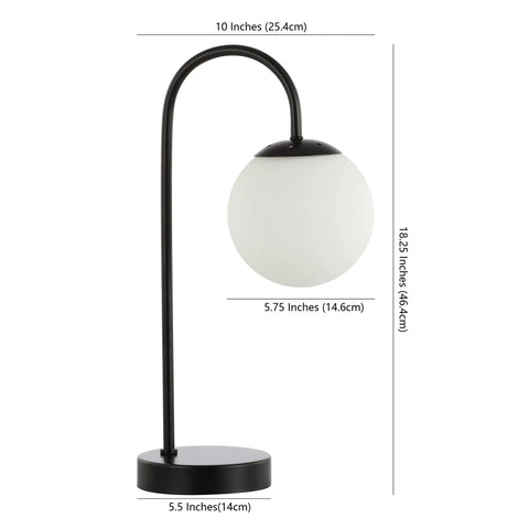 Mid Century Modern Glass Globe Table Lamp With White Shade And Black Base Dope Energy Saving LED Bulb Included for Bedroom ETL Listed