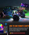 ATV with two RGB LED whip lights using 2 Pack 2 Foot RGB LED Whip Light Kit With Bluetooth App Control And Remote DIY Chasing Modes