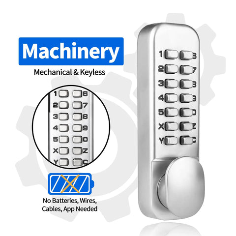 Keyless Combo Door Lock MX250 Surface Mount Deadbolt in Satin Chrome, 14-digit mechanical keypad