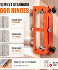 Pro Grade Aluminum Door Hinge Jig And Mortise Lock Installation Kit With Dead Center Alignments and Router Bits for No Sweat DIY Cabinetry and Fine Woodworking, shown clamped for precise cuts.