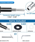 40 Pack One Eighth Inch Black Invisible Cable Railing Kit With Upgraded Hand Swage Tensioners Hidden For 2 By 2 Metal Posts With Easy Install In T316 Stainless Steel Deck Cable Railing System CB40 items and tools overview