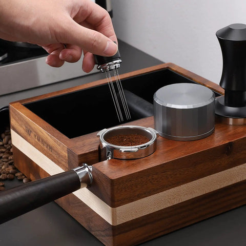 Espresso Distribution Tool With Six Plus Six Needle Set 0.4mm Espresso Stirrer Aluminum Handle And Stand Pro Barista Grade