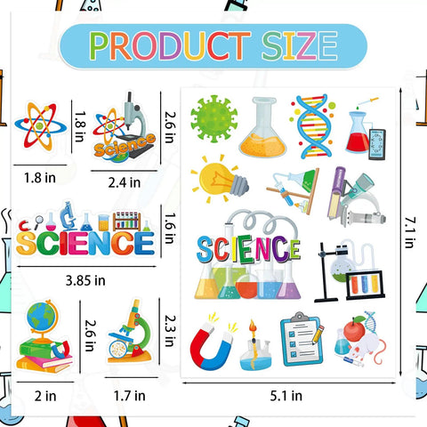 Colorful 312 Pcs Science Stickers Set For Chemistry Biology Physics Lab Decor, 24 Sheets With 104 Unique Styles and Sizes