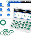 165 Piece AC Seal Washer Kit For Automotive Compressors Six Size Set Green Universal Gasket Washers for AC Repairs