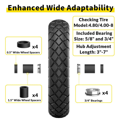 Flat Free 16 Inch Wheelbarrow Tire And Wheel Set Built Tough No Flats Solid Puncture Proof Tire Five Eighths And Three Quarters Bearings