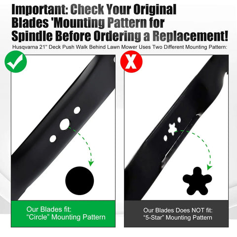 Comparison of circle and 5-star mounting patterns for mulching mower blades