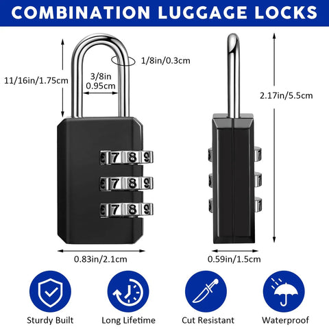 50 Pack 3 Digit Combination Locks Waterproof Compact Luggage Padlocks For Backpacks And Suitcases Travel Gym School Toolbox