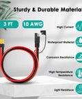 10 AWG SAE To XT60 Extension Cable 3Ft With SAE Female To XT60 Connector And Polarity Reverse Adapter displayed on table