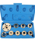 Brass Router Kit for Woodworking Enthusiasts, Premium Brass Construction in open blue case showing multiple sizes, durable machining tool set