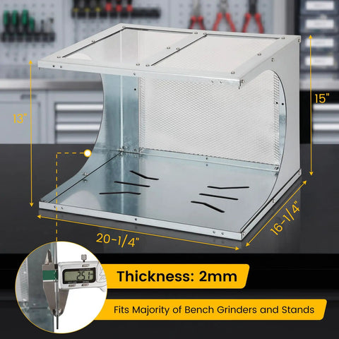 Enclosed Eye Shield Kit For Bench Grinders Two Pack Aluminum Alloy Replacement Guard Assembly with dimensions and thickness