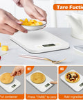 Digital Food Scale With Nutritional Calculator And Free App To Track Calories Macros Vitamins And Minerals In Grams And Ounces For Weight Loss Keto Diet And Diabetics A Handy Kitchen Scale You Can Rely On showing tare function usage