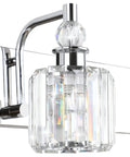 Close-up of Crystal Vanity Lights Two Light Modern Chrome Sleek Bathroom Vanity Fixture with crystal accent and chrome finish