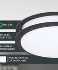 Sleek 16 Inch Round LED Flush Mount Ceiling Light Dimmable 1800 Lumens With 3000K 4000K 5000K Color Temperature Matte Black side view