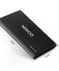Ultra Slim 750GB Portable External Hard Drive USB 3.0 HDD Storage black aluminum shockproof design showing dimensions