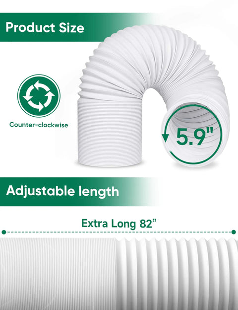 Portable Air Conditioner Exhaust Hose Kit With 5.9 Inch Diameter And 82 Inch Length Anti Clockwise Thread Universal Duct Hose