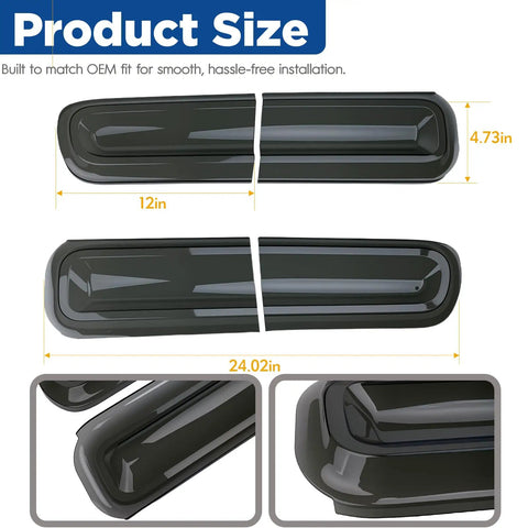 Smoked Tail Light Covers For Dodge Challenger 2015 Through 2024 Rear Light Guards Exterior Trim Kit size dimensions