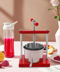 1.6 Gallon No Sweat Manual Press For Fruit Wine And Cheese Real Deal Food Grade Stainless Steel Body used for juice extraction.