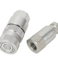 Badass Flat Face Hydraulic Quick Coupler Set 1 4In Npt Iso16028 Carbon Steel Connectors Zinc Coated For Excavators Works On Rigs Daily No Leaks At High Pressure Reliable Power Transfer Gear For Mechanics To Fix Stuff Fast And Real Hardcore Use. flat face hydraulic quick coupler set, zinc coated steel