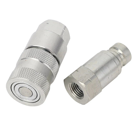 Badass Flat Face Hydraulic Quick Coupler Set 1 4In Npt Iso16028 Carbon Steel Connectors Zinc Coated For Excavators Works On Rigs Daily No Leaks At High Pressure Reliable Power Transfer Gear For Mechanics To Fix Stuff Fast And Real Hardcore Use. flat face hydraulic quick coupler set, zinc coated steel
