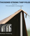 Beefy Heavy Duty Camping Tarp Canopy With Poles featuring thickened strong poles and waterproof fabric for stability in wind