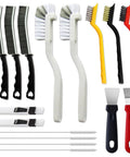 16 Piece Crevice Cleaning Brush Set For Tight Spots And Deep Grime Clean Up with various brushes displayed