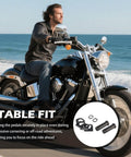8Pcs Motorcycle Foot Pegs Mounting Kit With Clevis Pin For Rider And Passenger, shown with Harley Davidson motorcycle on beach.