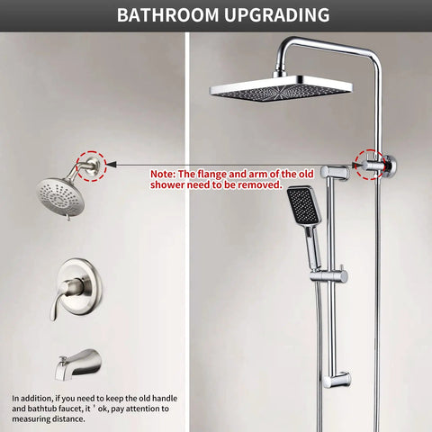 Installation guide for Dope Spa Like Rain Shower Kit With Handheld 12 Inch Square Rain Head, Arm, Spray and Slide Bar in chrome finish
