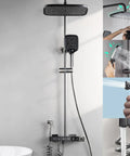 RIBEUJIZS Thermostatic Shower System with digital display and multiple shower heads for versatile bathing options.