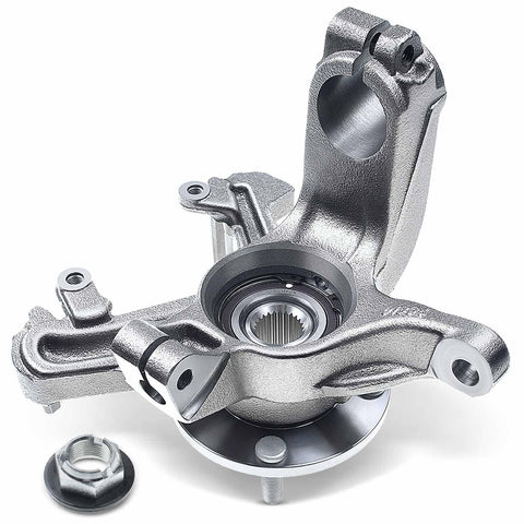 Plug And Play Front Right Steering Knuckle And Wheel Bearing Hub Assembly For Ford Focus 2000 2001 2002 2003 2004 Passenger Side Direct Fit Replacement ABS And Non ABS Compatible, close-up view