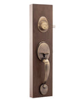Mid Century Modern Front Door Handleset In Rich Black With Colonial Knob Interior Solid Zinc Construction Interior Trim Included ANSI Grade 3 Security Residential Front Door Hardware For A Sleek Hardcore Upgrade.