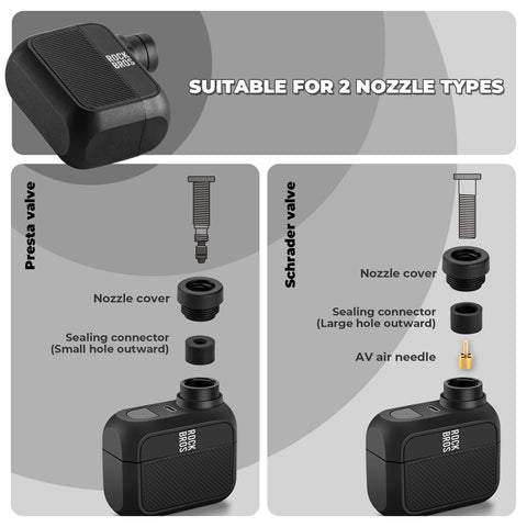 Image showing Pocket Sized Mini Bike Pump With 100 PSI, illustrating compatibility with Presta and Schrader valve types.