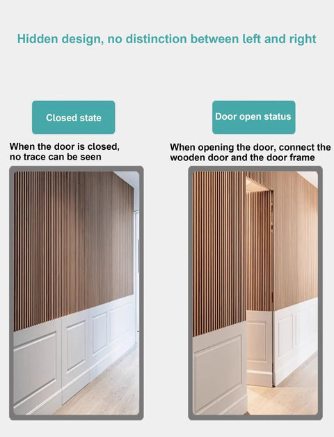 Rock Solid Hydraulic Invisible Door Hinges With Silent Close Mechanism Smooth Riding Zinc Alloy Cabinet Fittings No Sweat Installation Black Pair Heavy Duty Grade in closed and open door states.