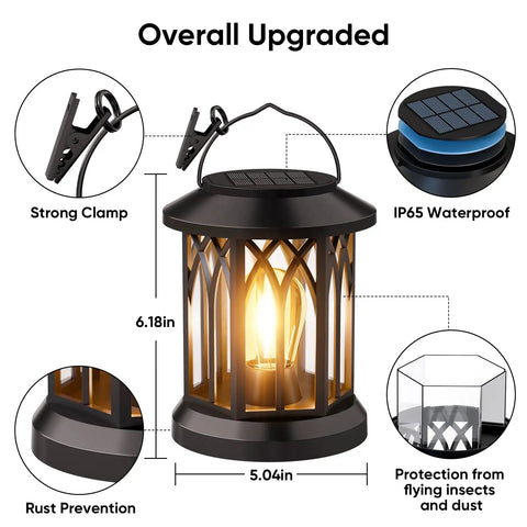 Hangin Solar Lanterns For Outdoors Waterproof 2 Pack Clip And Handle Patio Garden Lights Auto On Off Classic Modern Design
