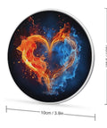Slim 10W Wireless Charger Pad For Fast Charging featuring fire and ice heart design, compact 10cm size