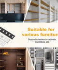 Eight Pack Adjustable Shelf Brackets For Thirty Five Point Four Inch Shelf Track Aluminum Alloy for diverse furniture