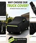 Hella Durable Oxford Pickup Truck Cover Compatible With Tesla Cybertruck 2024 Through 2026, features waterproof fabric and buckle straps.