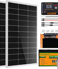 Ultimate RV Solar Starter Kit With 200W Panels, 100Ah Lithium Battery, 1100W Inverter And 30A Controller For Off Grid Campers