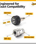 Built Tough Stainless Steel Pressure Washer Quick Connect Kit Four Pack M22 To Fourteen Millimeter Male To Three Eighths Inch Couplers