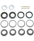 Two Pack Trailer Axle Bearings Kit With L44649 L44610 Inner And Outer Bearings Fits One And One Sixteenth Inch Trailer Axle Includes Grease Seals 12192TB 1.250 Inch And 15192TB 1.500 Inch Cotter Pin Included High Speed Quiet Operation components displayed