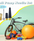 4 Piece Ball Pump Needle Kit with Nozzle Adapter for Sports Balls and Inflatables next to bicycle and sports equipment